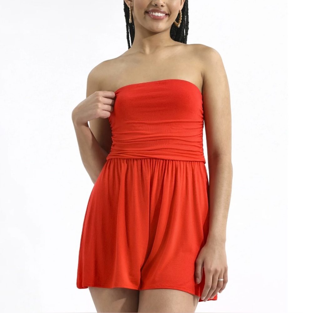 Strapless Red Romper